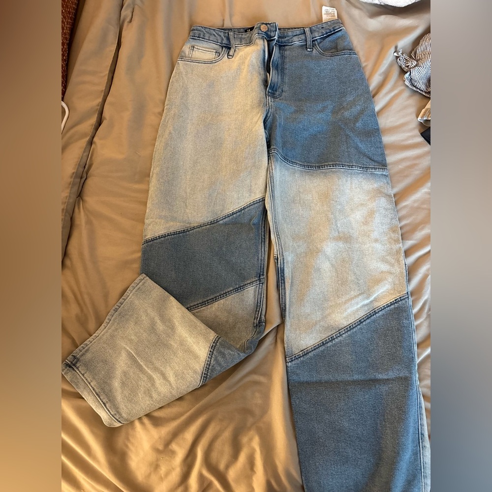 Hollister Two-Tone Blue Straight Leg Jeans